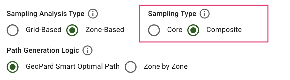 Choose Core or Composite based sampling plan type